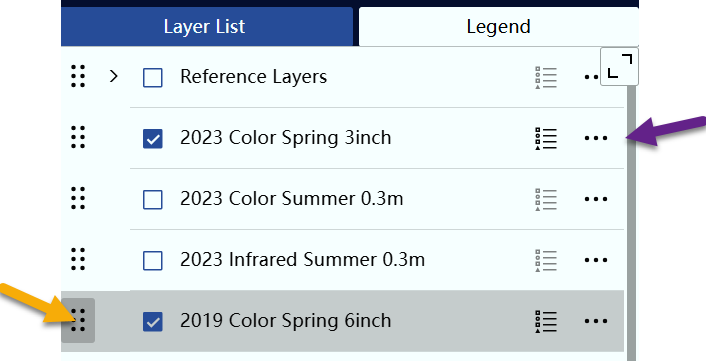 Example of options menu