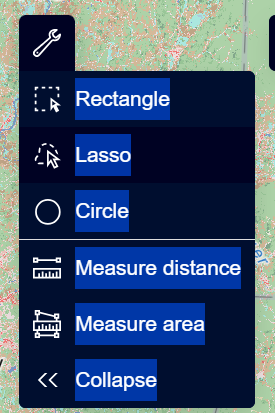 Dashboard map select tools