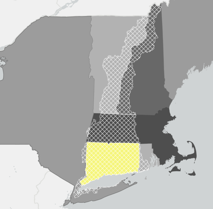 Graphic of the CT portion of the Long Island Sound Watershed