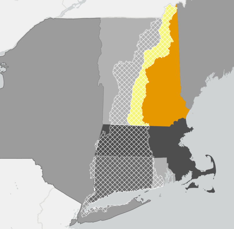 Graphic of the NH portion of the Long Island Sound Watershed