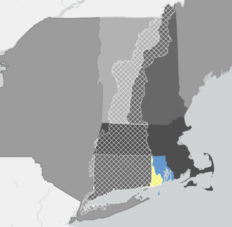 Graphic of the RI portion of the Long Island Sound Watershed