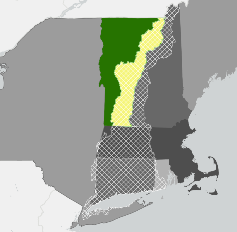 Graphic of the VT portion of the Long Island Sound Watershed