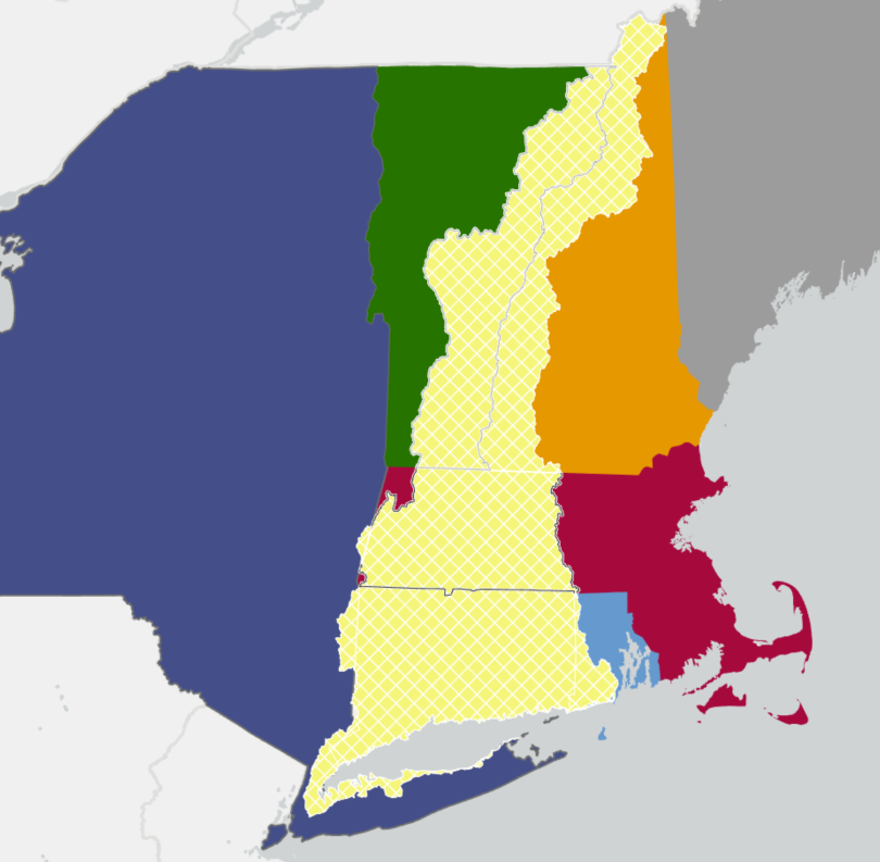 Graphic of the states in the Long Island Sound Watershed